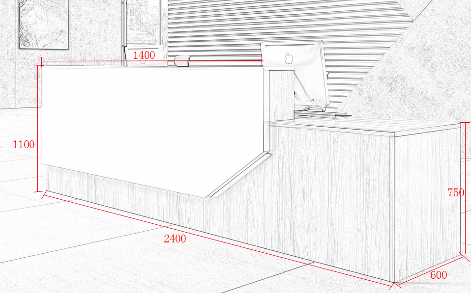 2人用接待台尺寸图 2人用接待台尺寸图